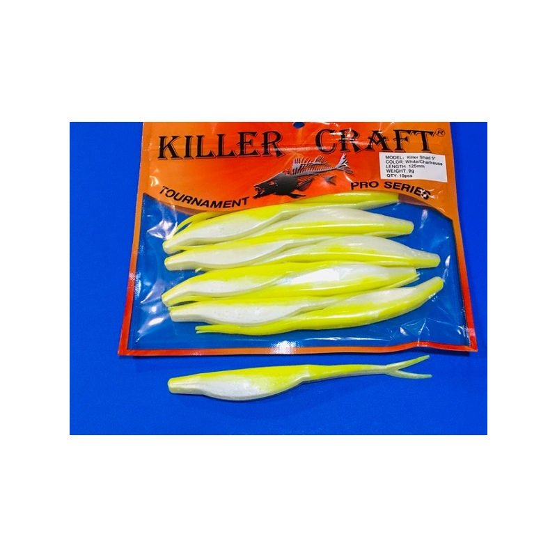 Killer Craft Shad 5", colores WHITE CHARTREUSE