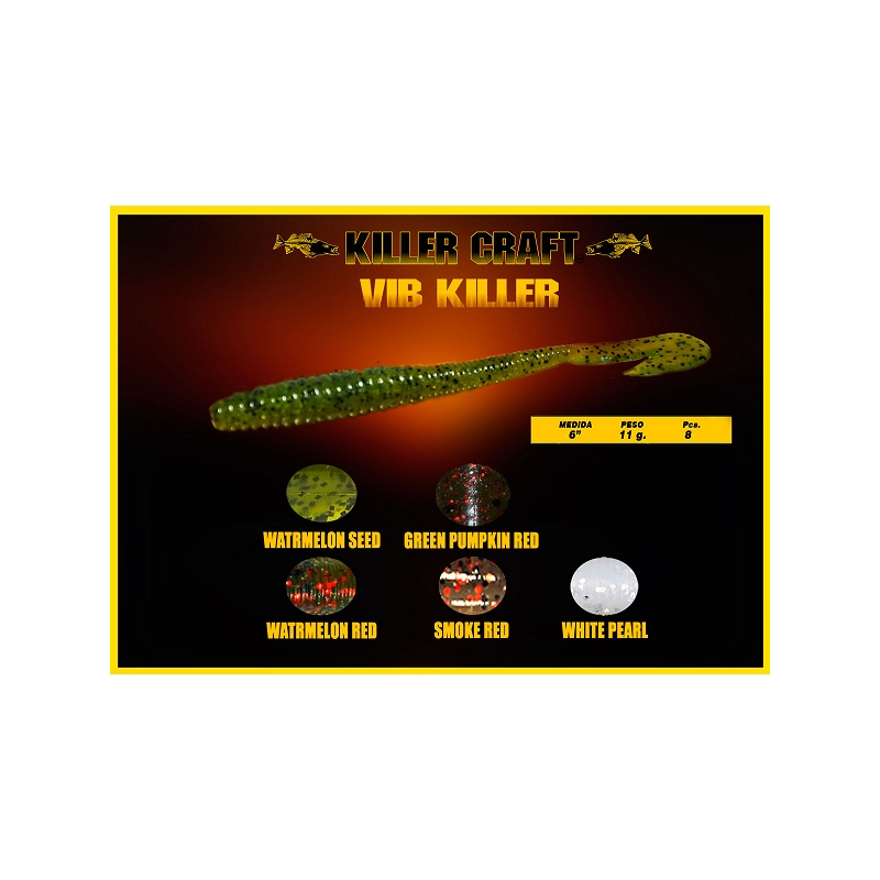 Killer Craft. Vib Killer WORM 6" WATERMELON SEED