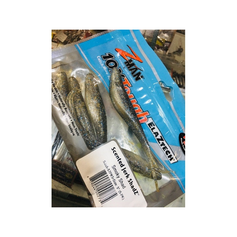 Z-MAN SCENTED JERK SHADZ 5" SMOKY SHAD 5PK