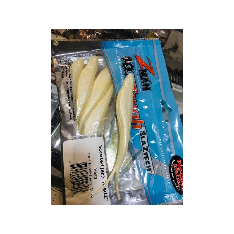 Z-MAN SCENTED JERK SHADZ 5" PEARL 5PK