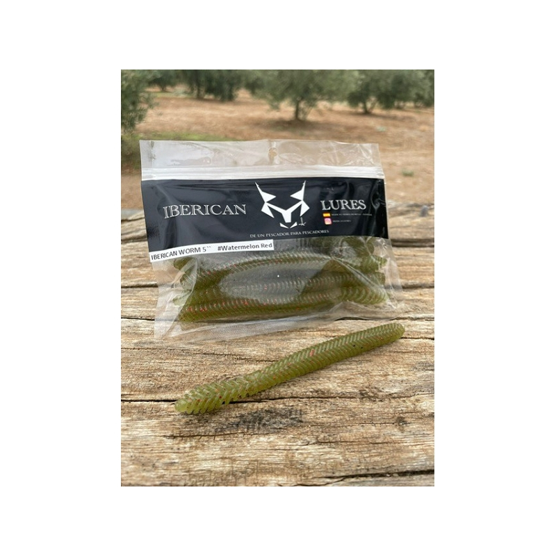 IBERICAN LURES WORM 5" WATERMELON RED