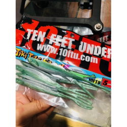 10FTU TIKI TIKI SHAD 5" SPANISH GREEN GLITTER